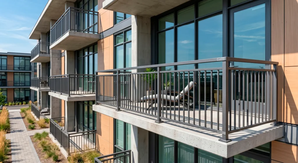 AISC certified metal fabricator balcony railing project by Richards Welding