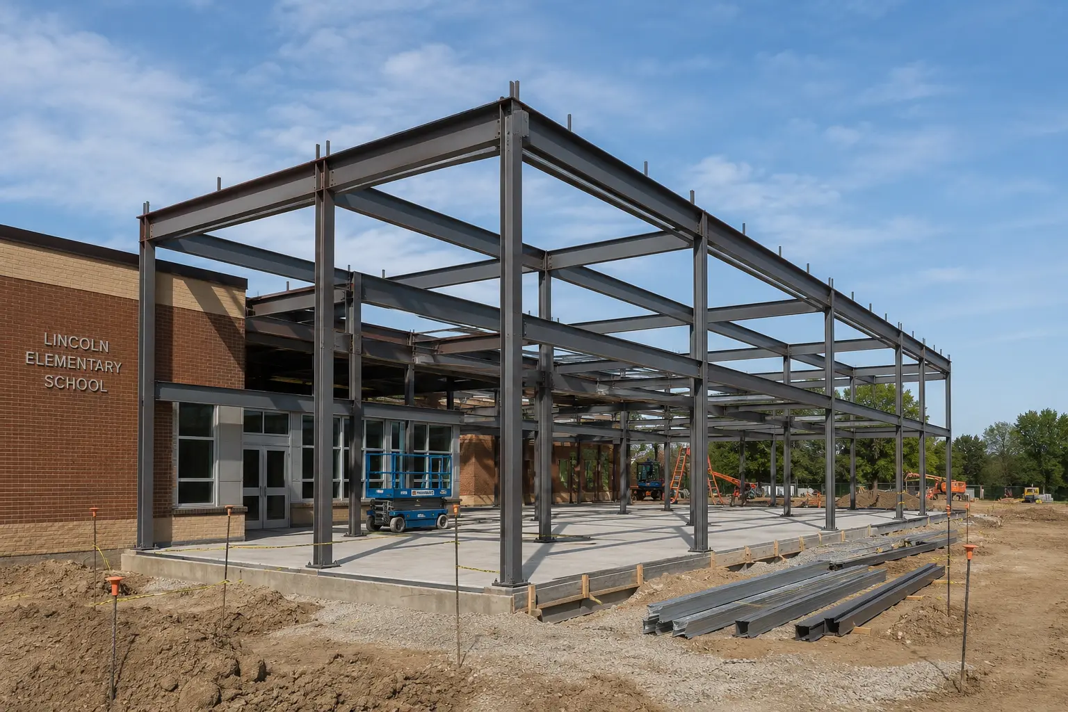 School project — steel erection